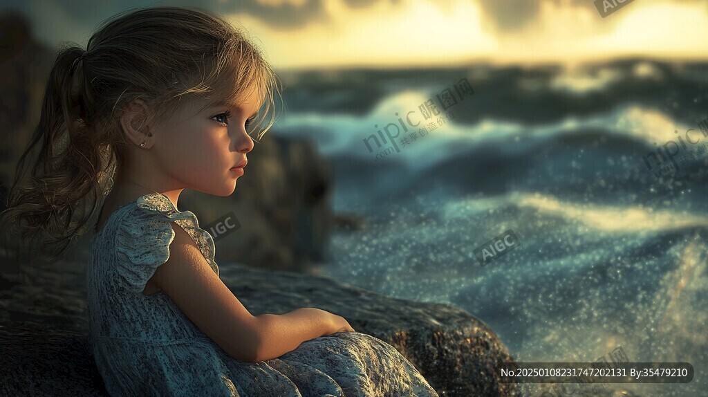 怡然自得的小女孩壁纸