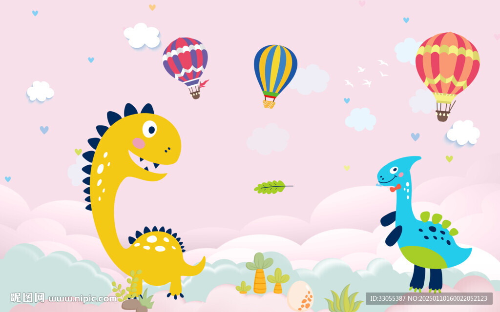 卡通恐龙背景墙