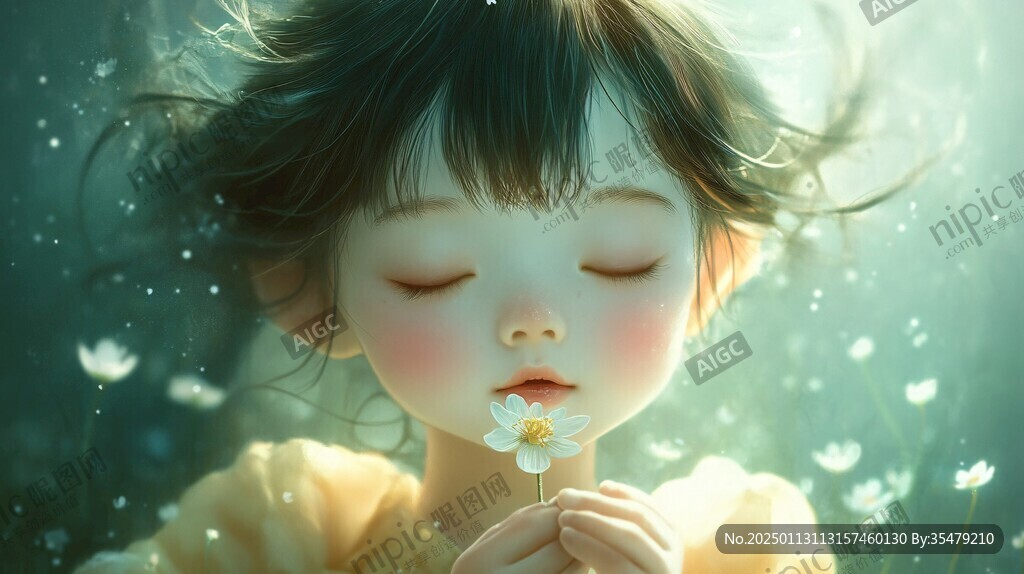 怡然自得的小女孩壁纸