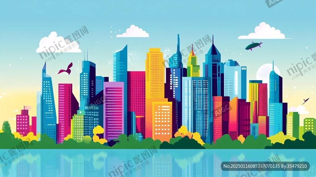 建筑园林城市背景