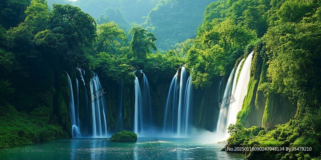 高清瀑布背景墙壁纸