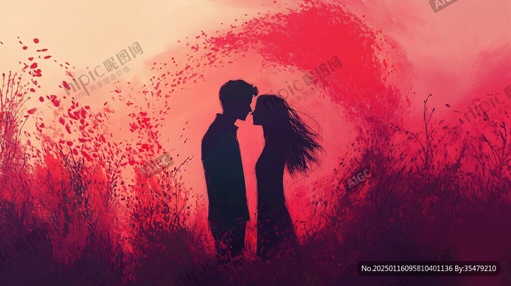 浪漫情侣插画背景