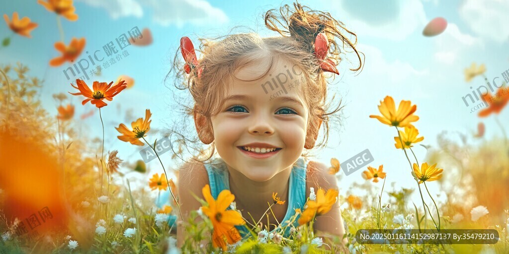 怡然自得的小女孩壁纸