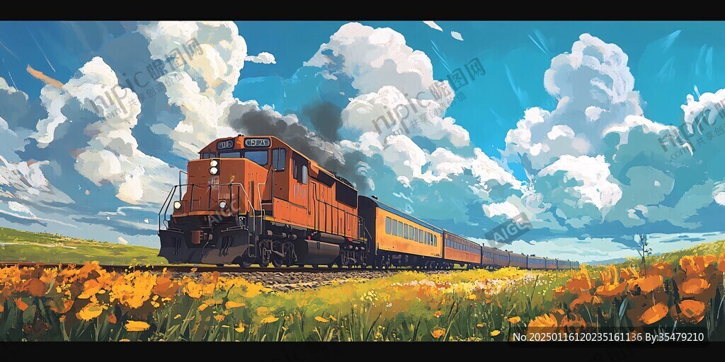 一列火车油菜花