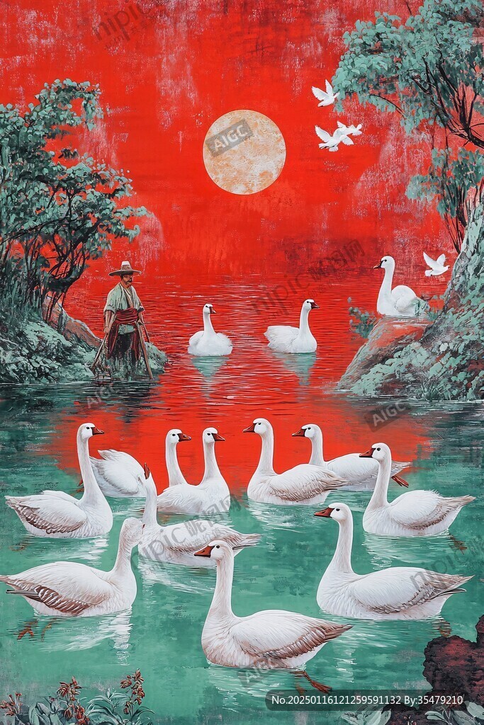 旭日东升仙鹤装饰画