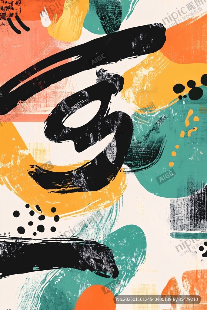 结合色块水墨元素