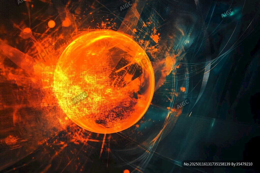 科技感十足的橙色光晕背景图片