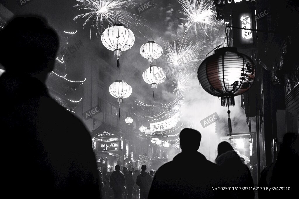 元宵黑白照片
