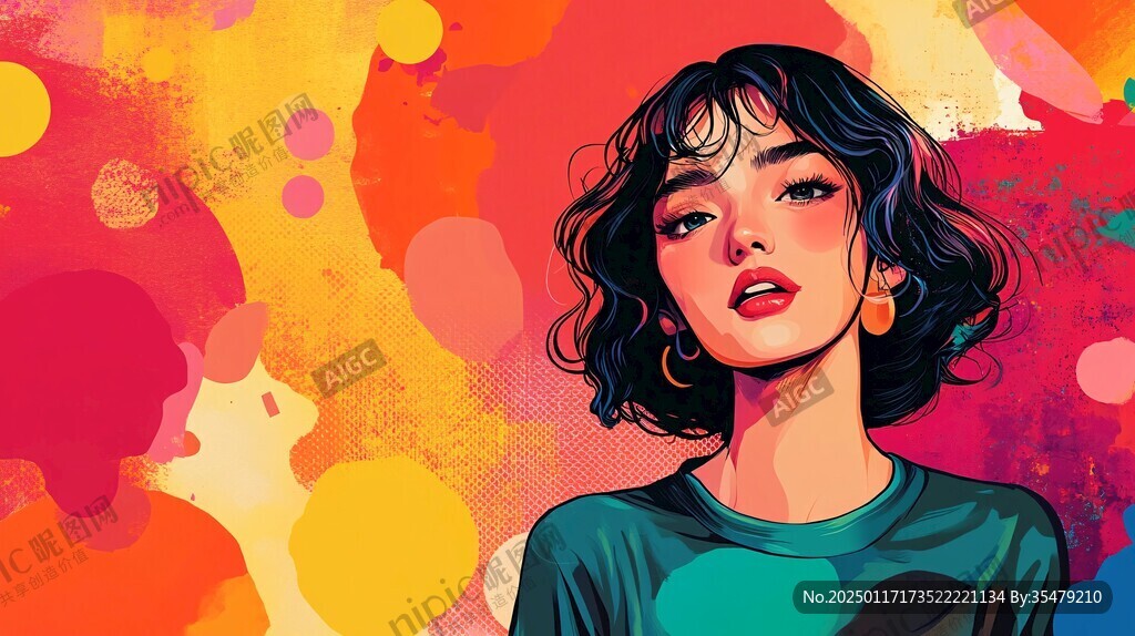 潮流插画美女人物插画