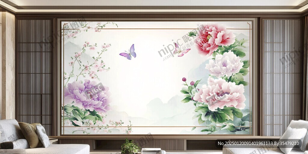 牡丹题材电视背景