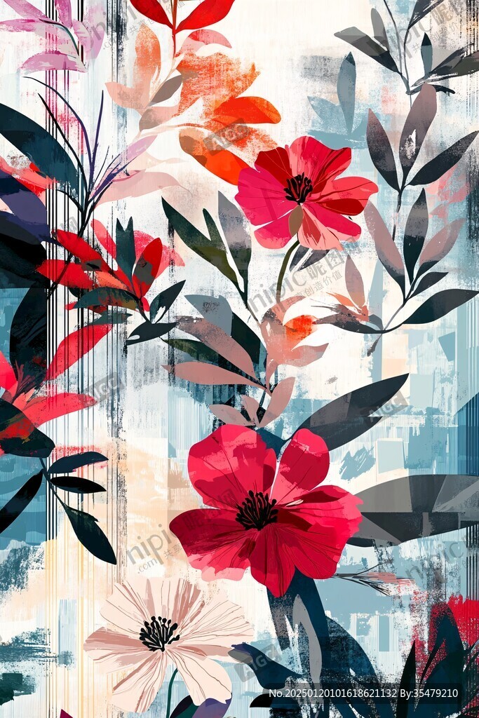 高端抽象花卉色块