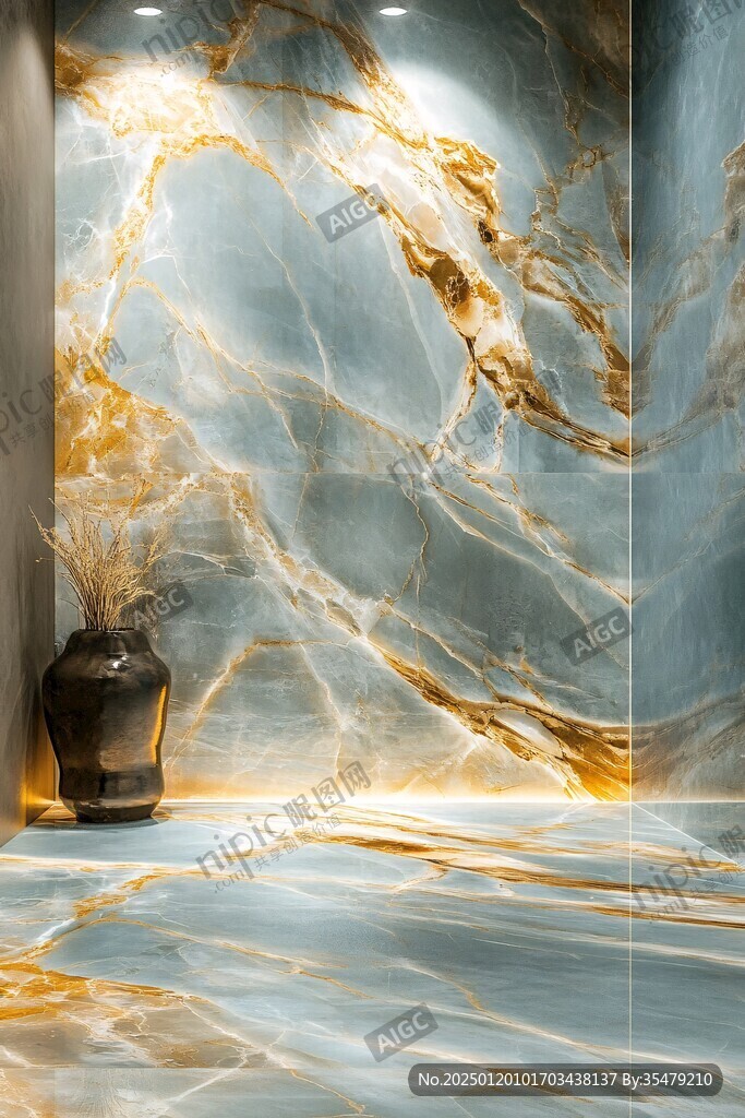 极简金箔石根线条对拼