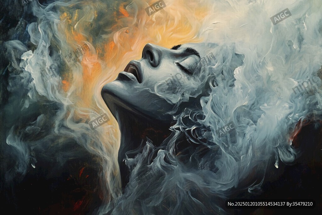 唯美抽象画水彩画女人