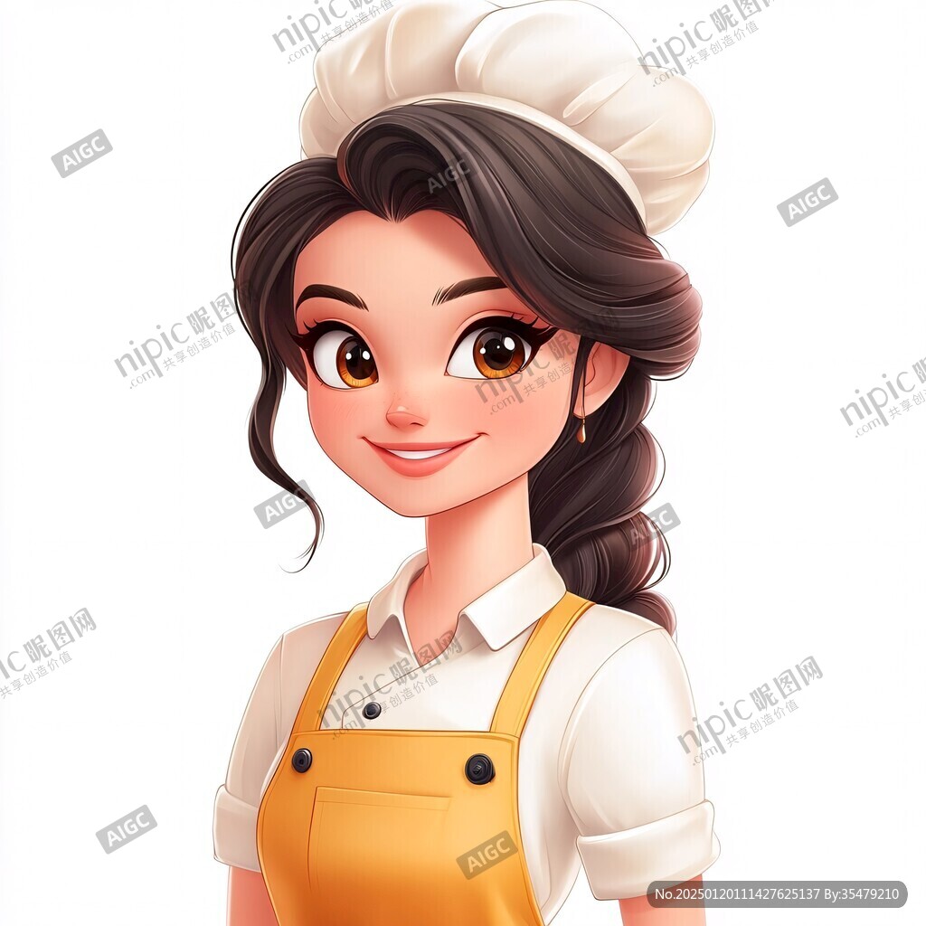 卡通美女厨师头像