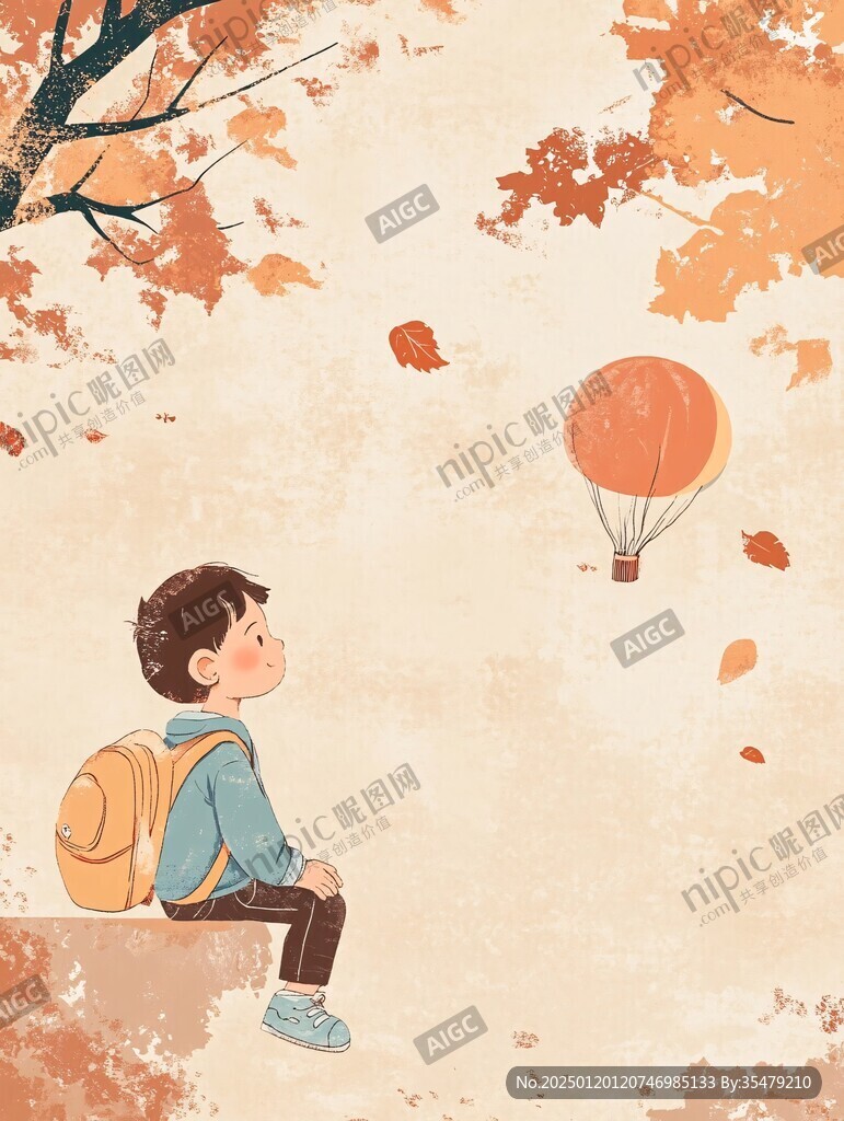 秋天插画秋高气爽