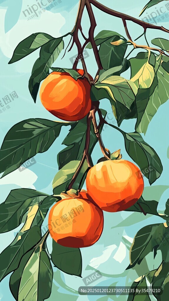 蒲州珠蜜柿插画