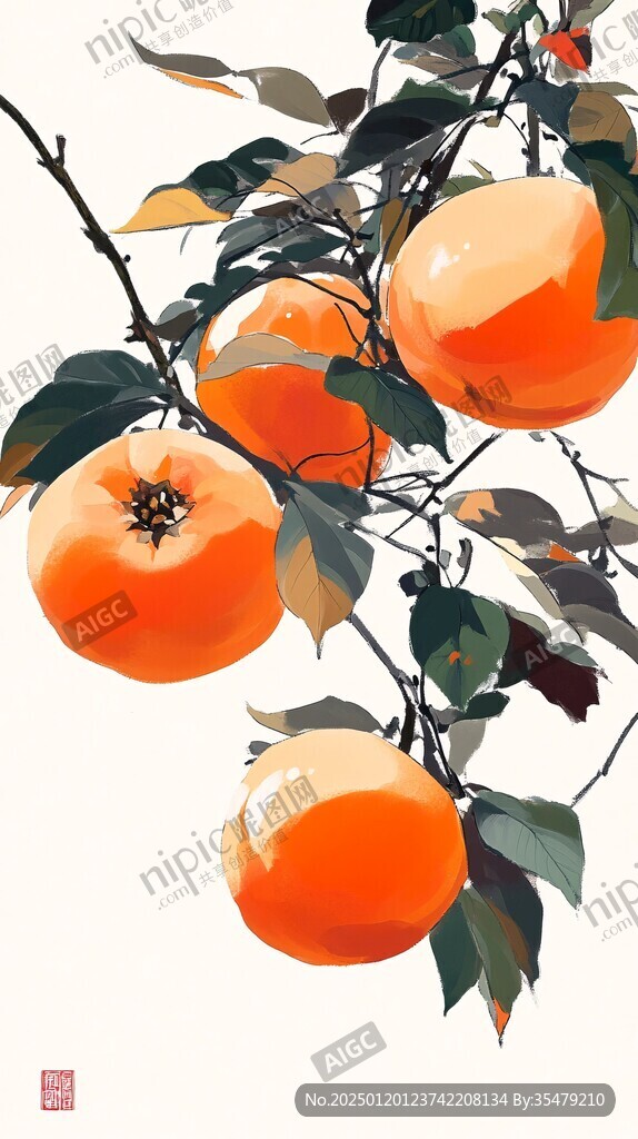 蒲州珠蜜柿插画