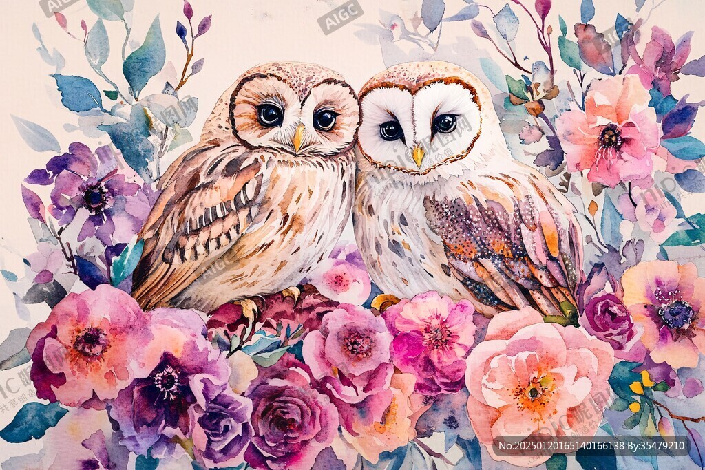 欧美手绘动物花鸟