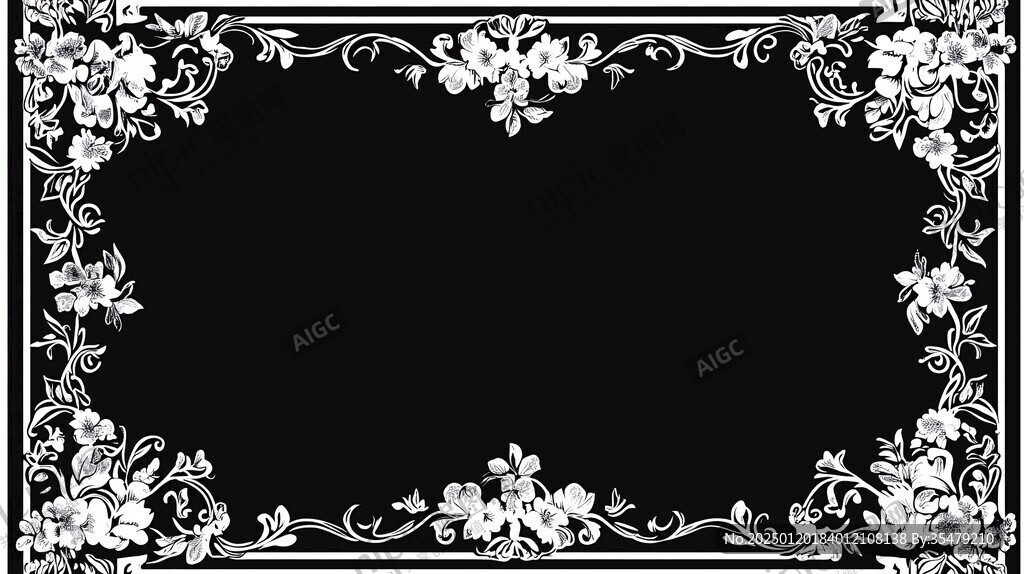 边框灰度图花边黑白图