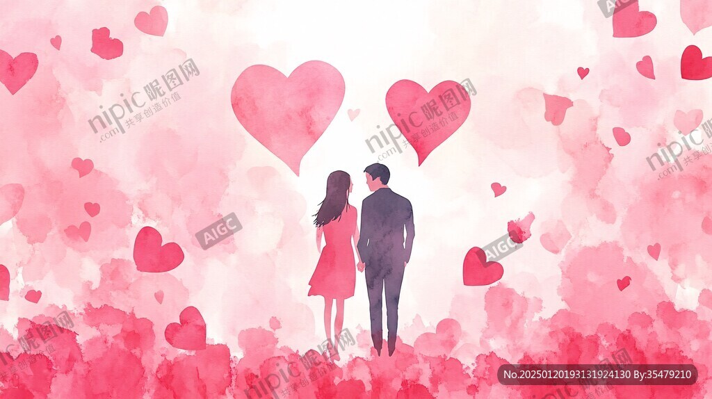浪漫情侣插画背景