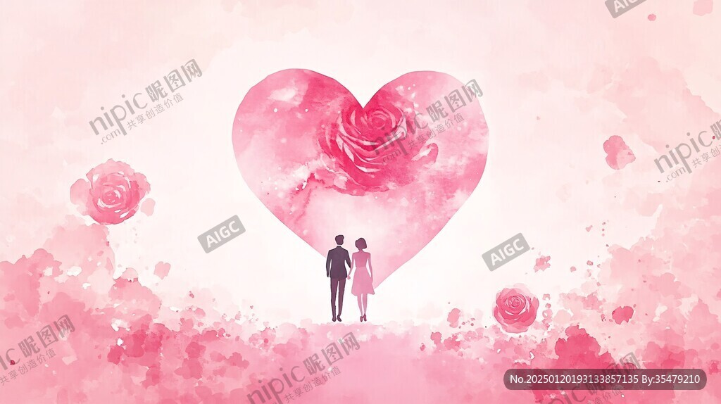 浪漫情侣插画背景