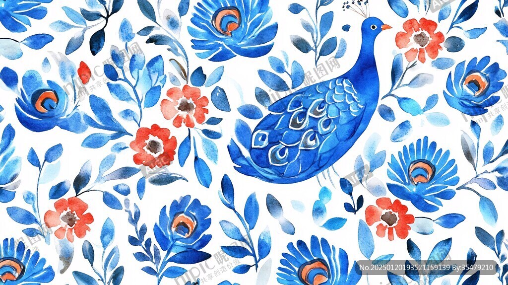 欧美风格鸟花卉