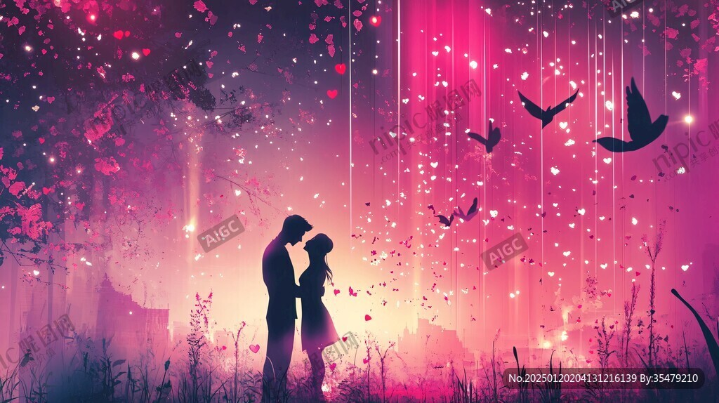 浪漫情侣插画背景