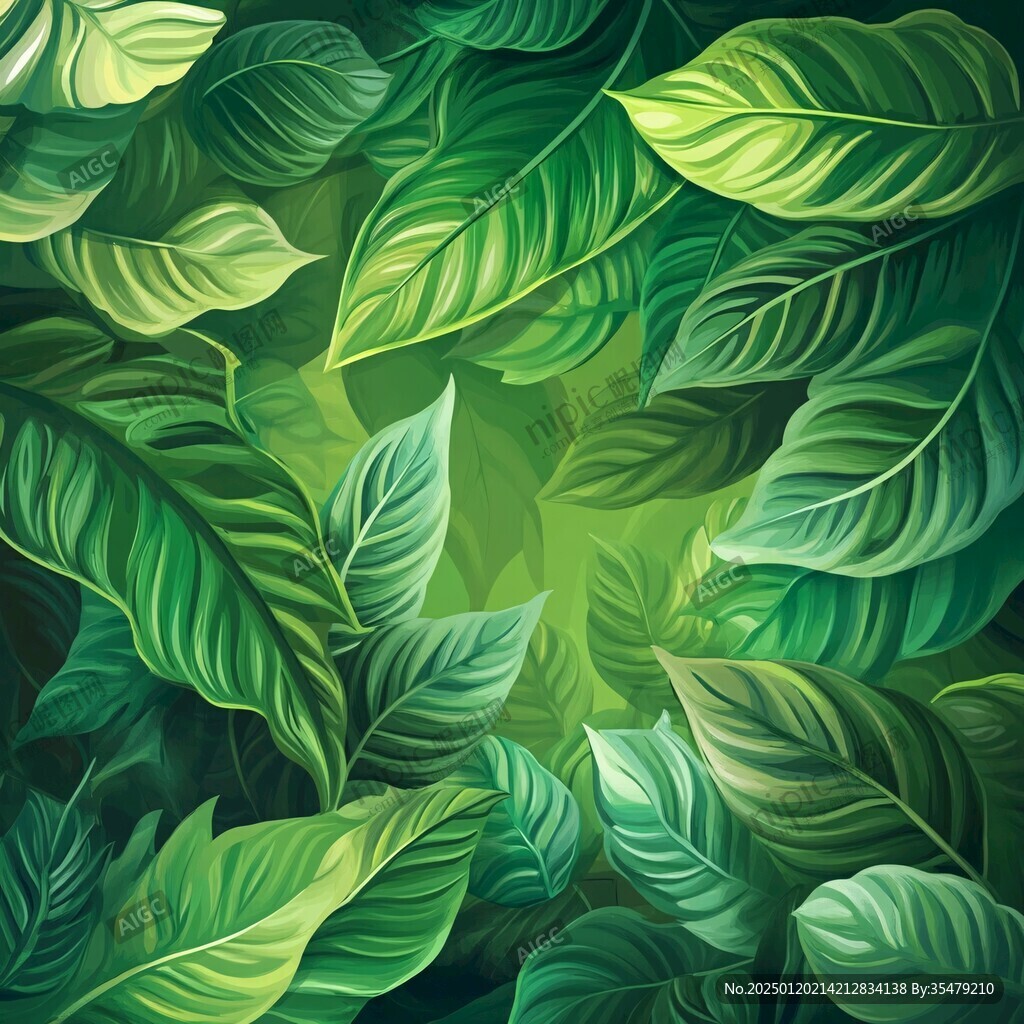 高清绿叶背景图片