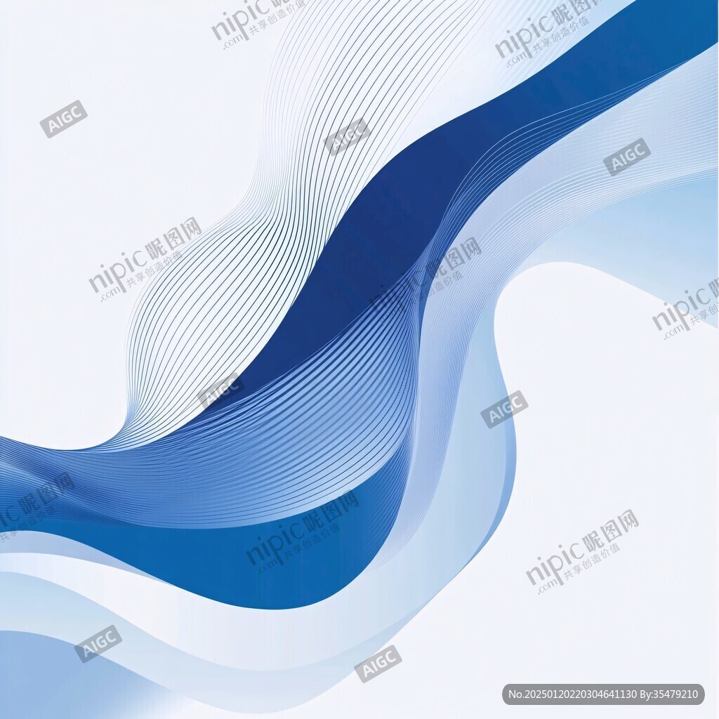 蓝色线条波浪展板