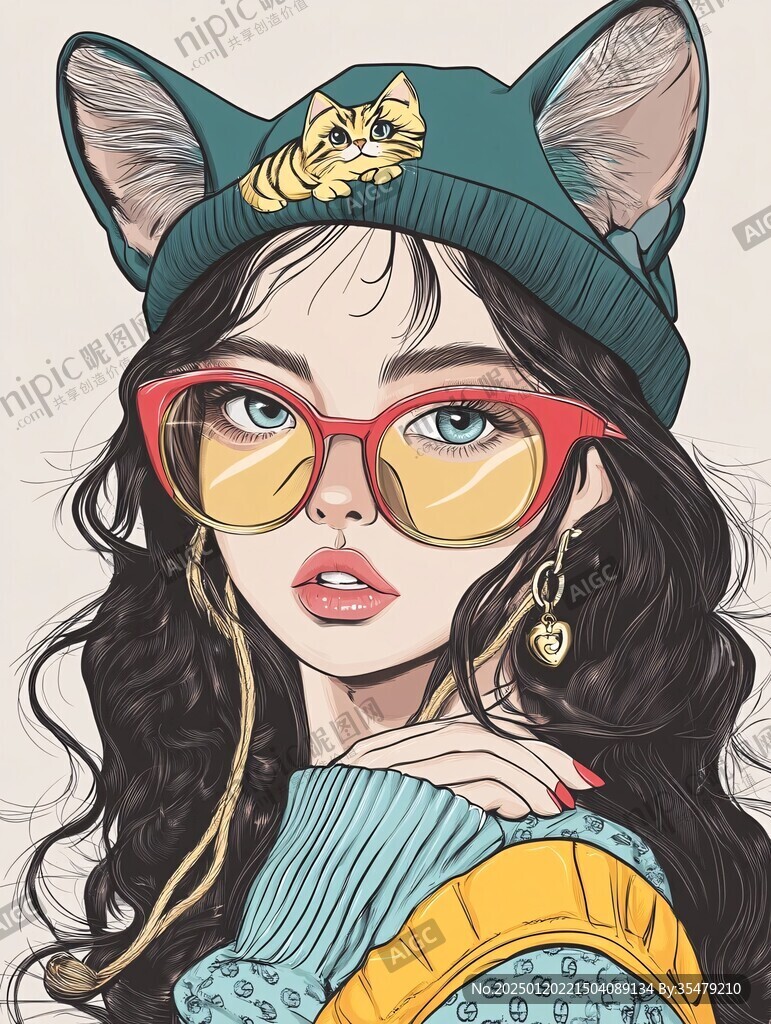 潮流插画美女人物插画