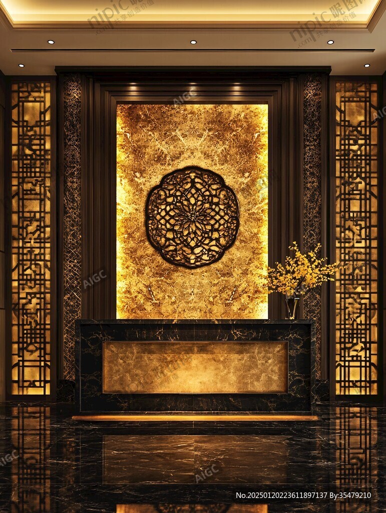 中式雕刻版迎宾区