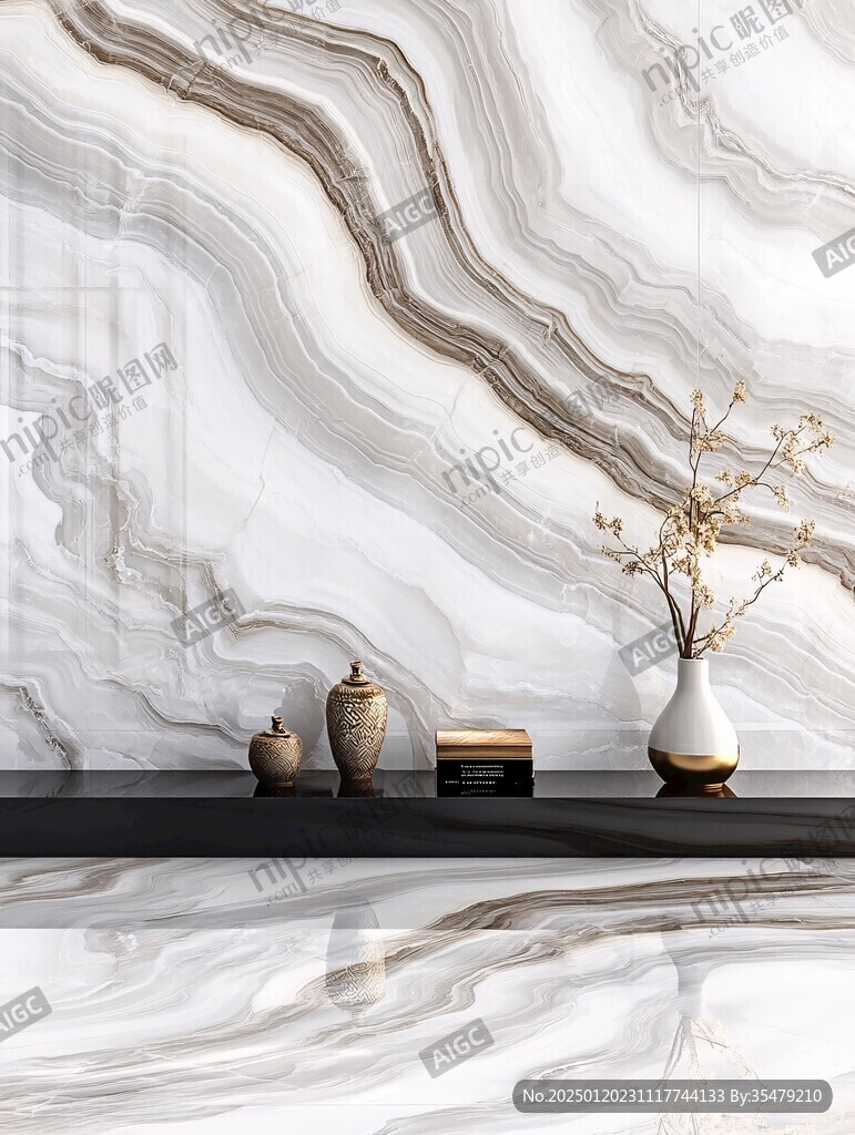 极简金箔石根线条对拼