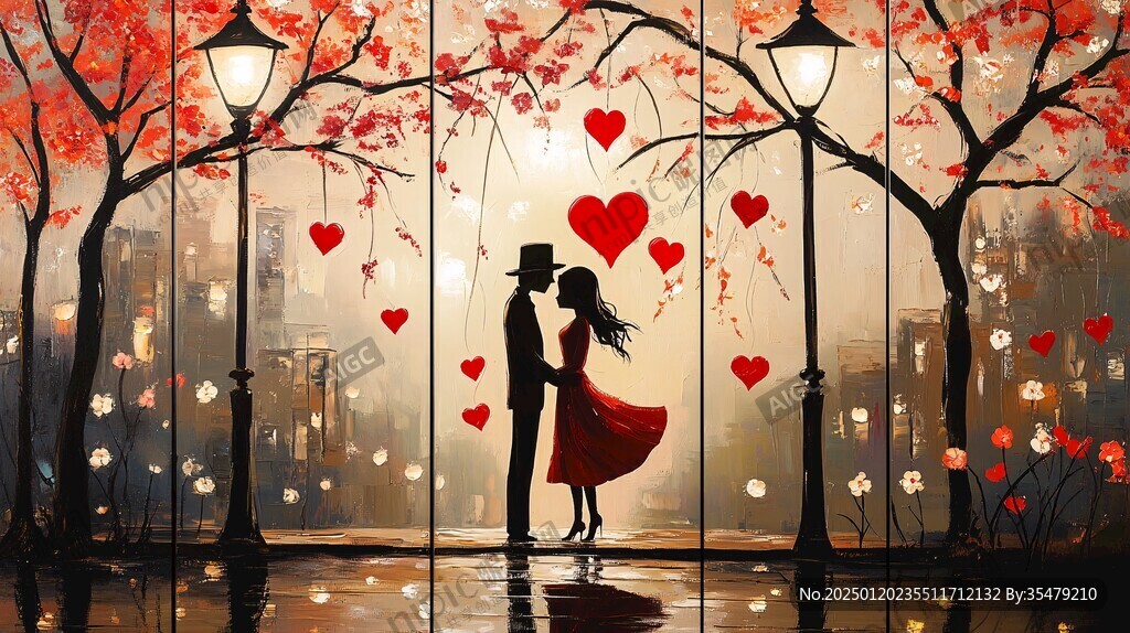 浪漫情侣插画背景