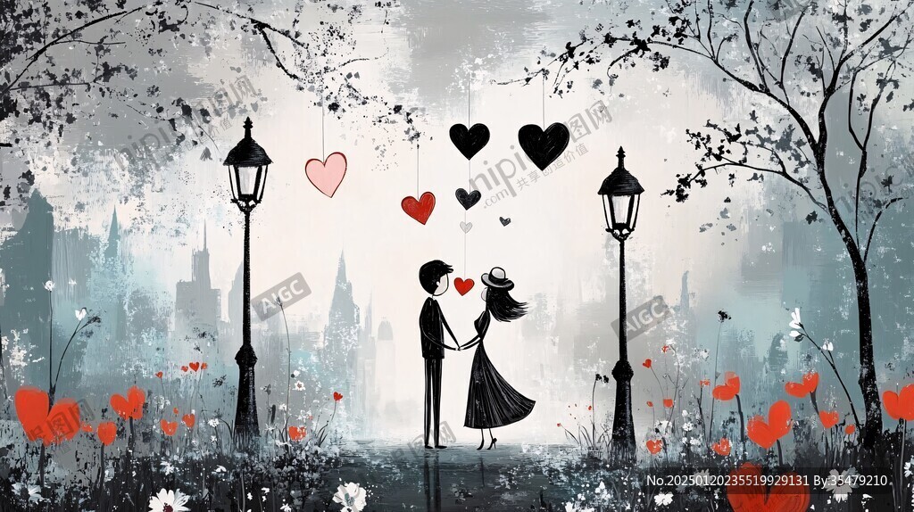 浪漫情侣插画背景