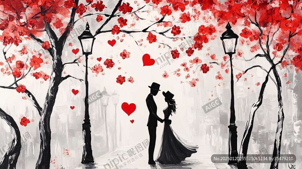 浪漫情侣插画背景