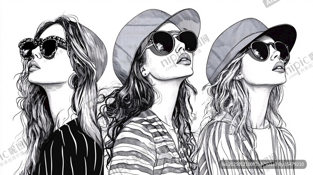 潮流插画美女人物插画