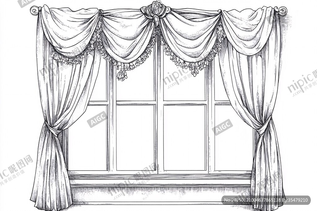 窗帘手绘