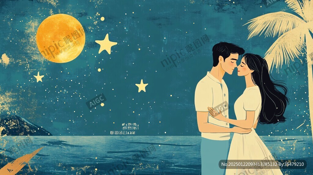 浪漫情侣插画背景