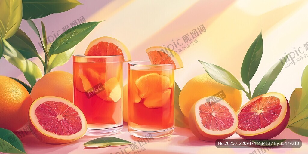 活力西柚色立体背景