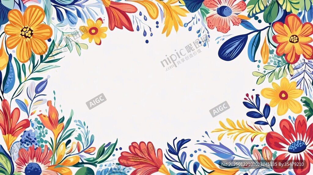 手绘彩色花背景海报