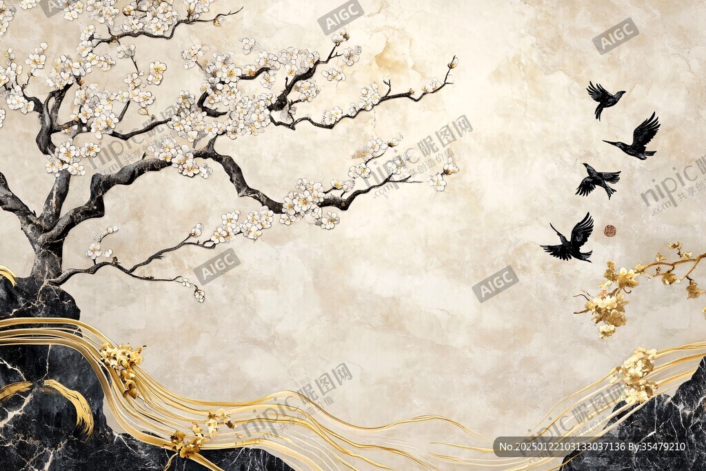 梅花轻奢背景墙