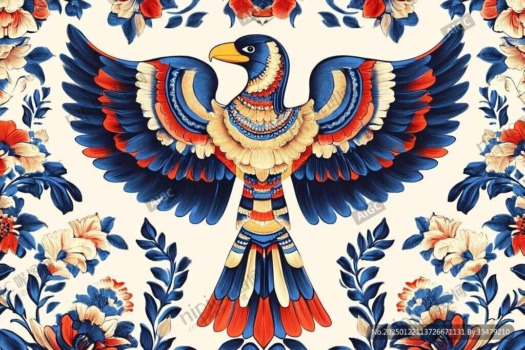 欧美风格鸟花卉