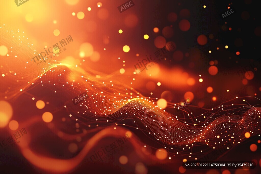 科技感十足的橙色光晕背景图片