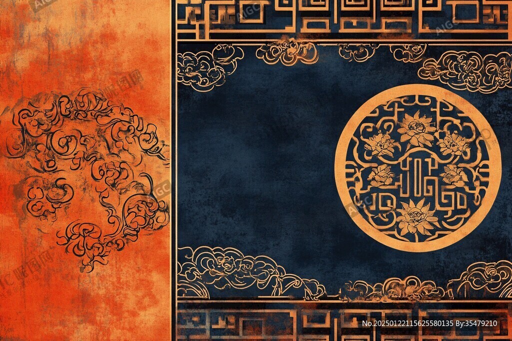 屏风背景云纹漆器