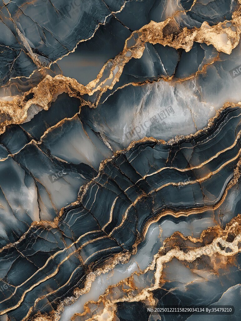 蓝色透光大理石装饰画