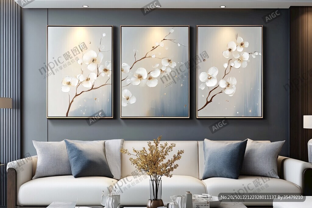 客厅二联晶瓷画