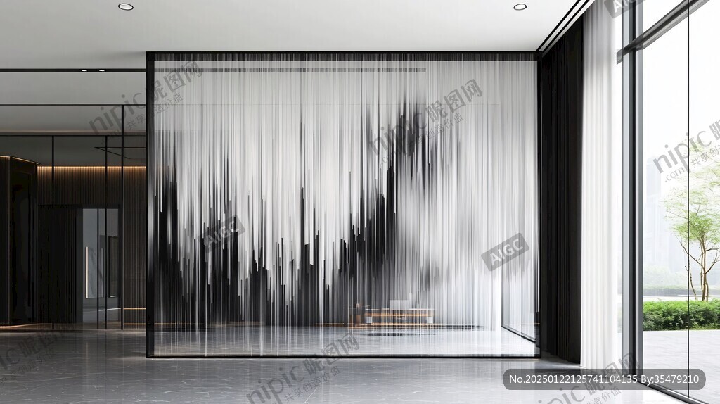 巨幅意境山水玻璃屏风