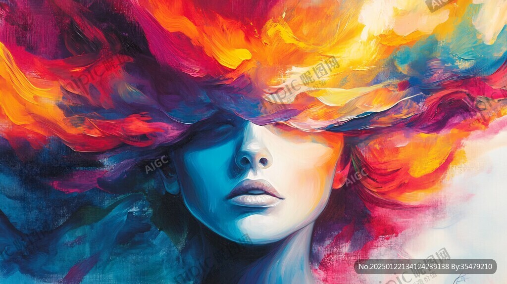 唯美抽象画水彩画女人
