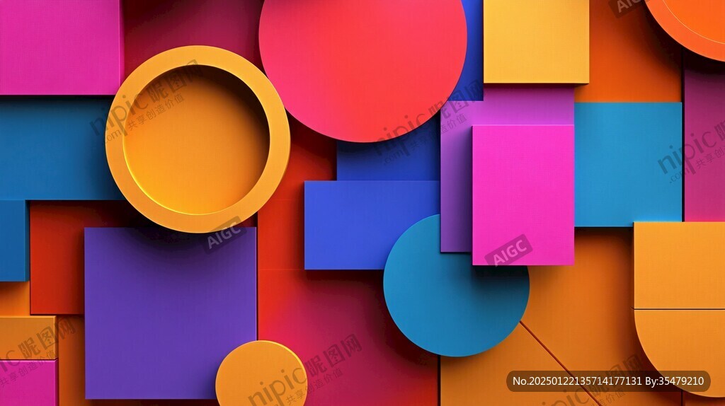 炫彩撞色立体质感背景