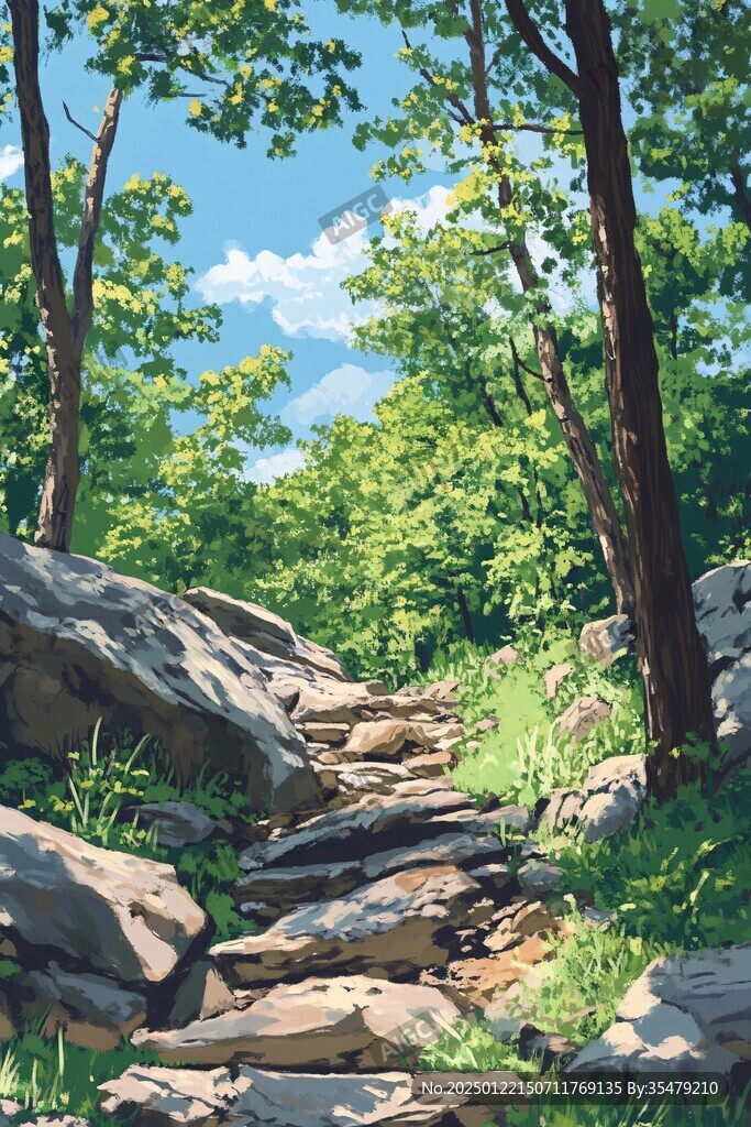 夏天旅游上山小路